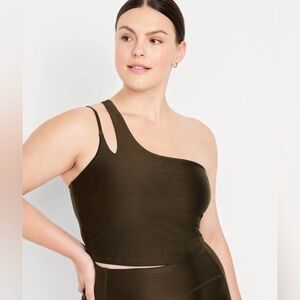 Old Navy One-Shoulder brown  longline sports bra top new large